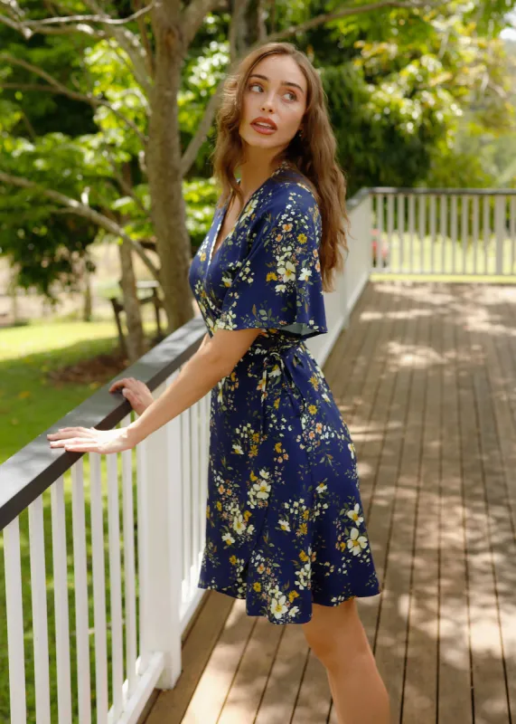 Wilder Wrap Dress Evening Posy sold by Tali and Tasi