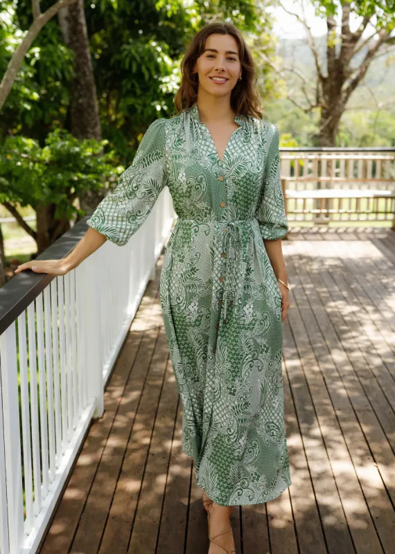 Dahlia Dress Verdant Mosaic sold by Tali and Tasi