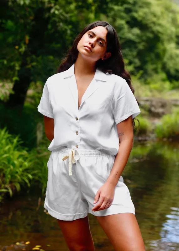 Somewhere Drawstring Short White sold by Tali and Tasi