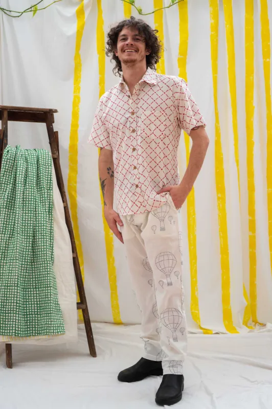 Unisex Short Sleeve Shirt - Red Tile Print sold by Anjelms