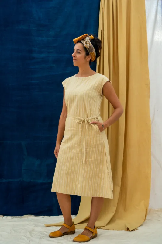 Cap Sleeve Dress - White Stripe on Pomegranate sold by Anjelms