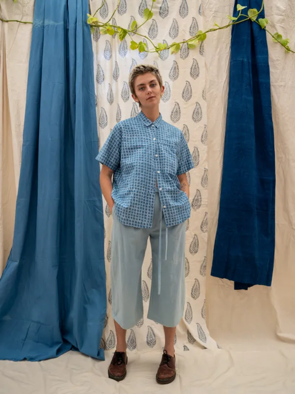 Short Sleeve Button Up Shirt - Waffle Print sold by Anjelms