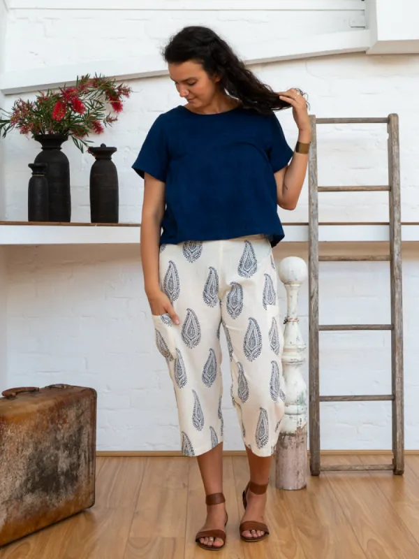 ¾ Pocket Pants - Kashmiri Leaf sold by Anjelms