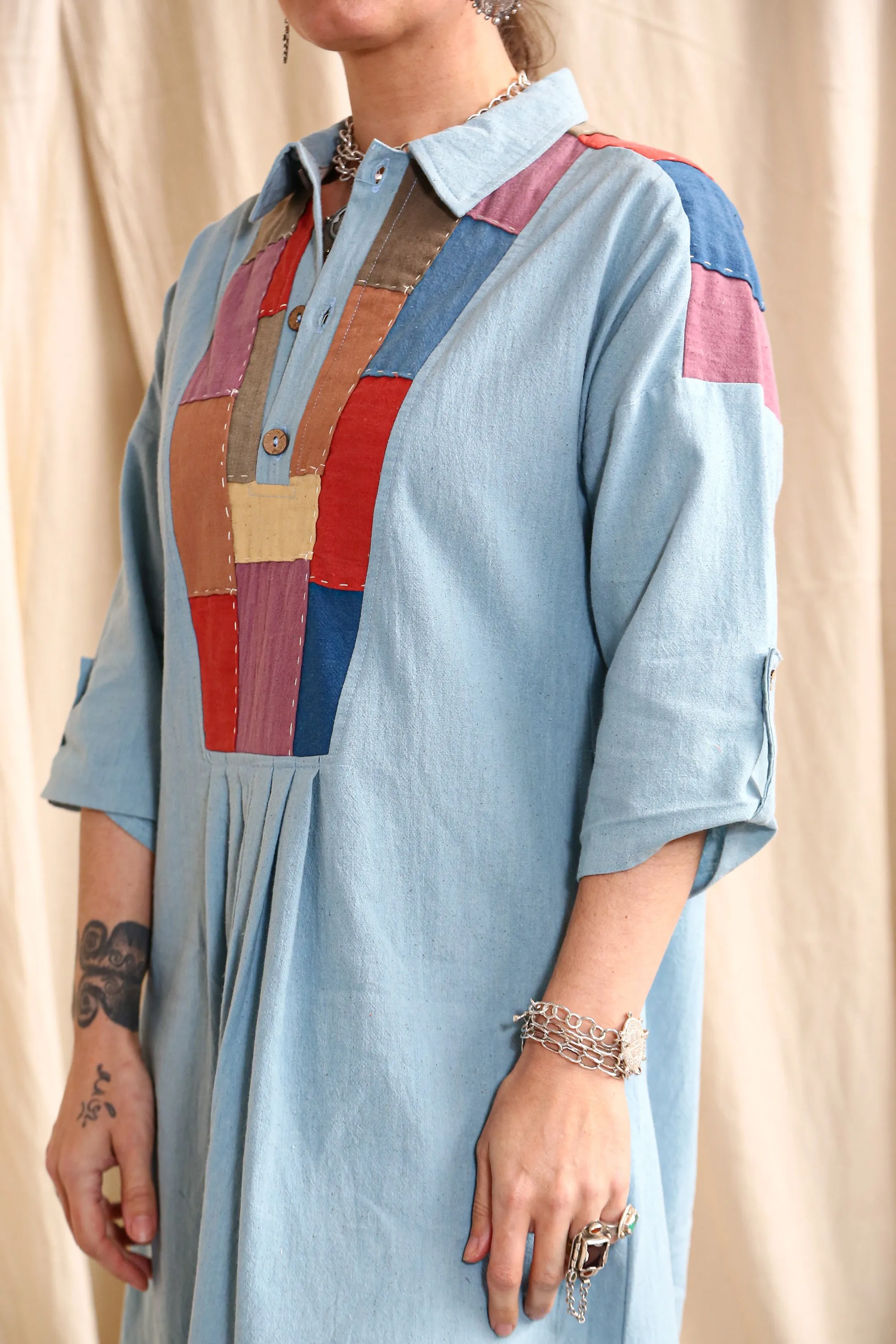 Collared Patchwork Dress sold by Anjelms product image thumbnail 4