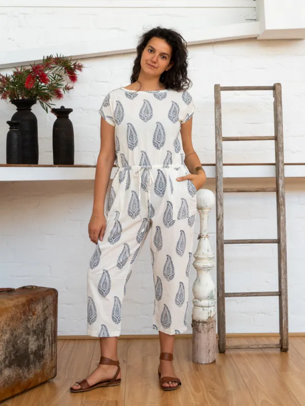 Drawstring Jumpsuit - Kashmiri Leaf sold by Anjelms