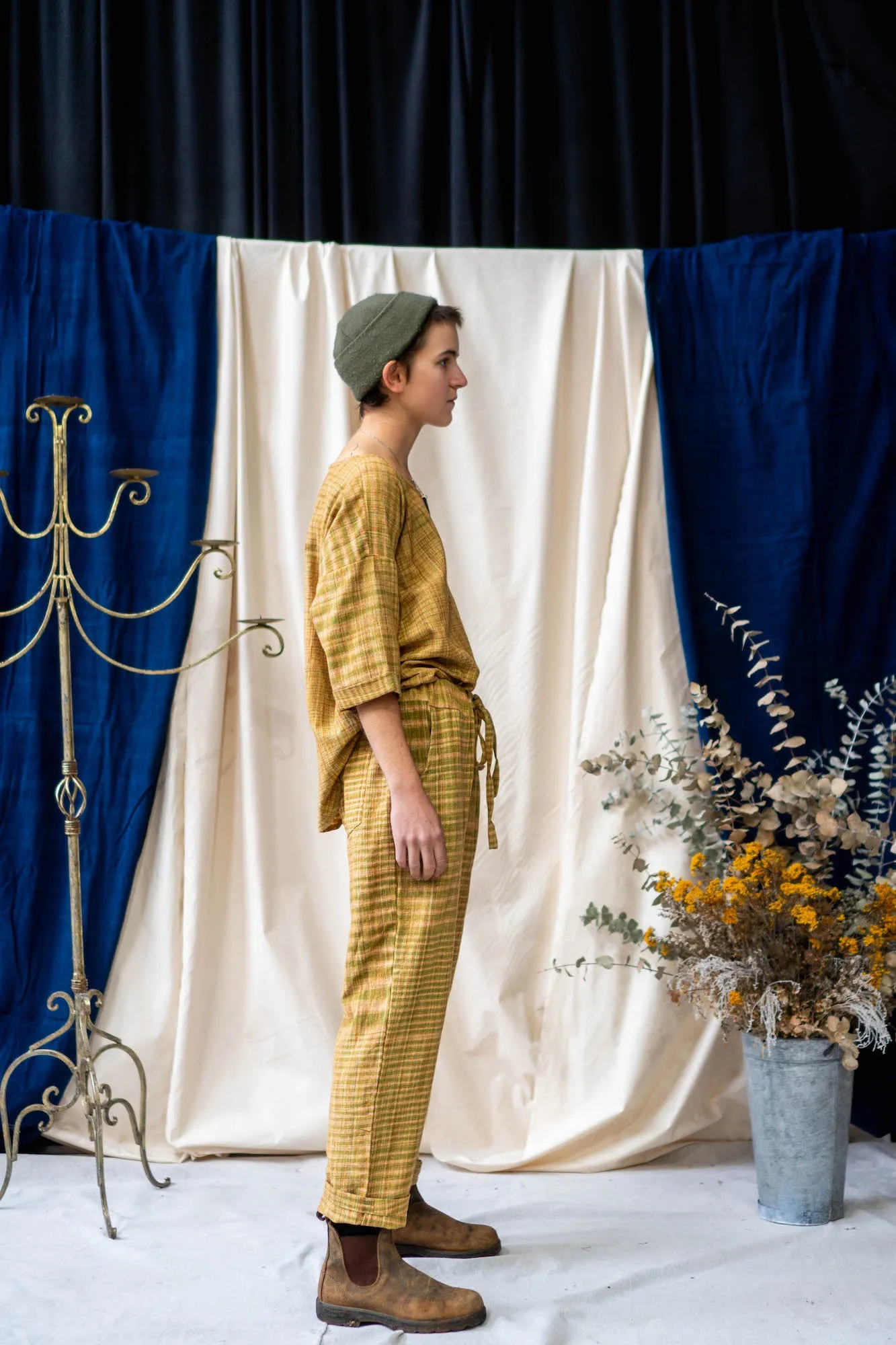 Drawstring Pants - Brown Mixed Weave Khadi sold by Anjelms product image thumbnail 2