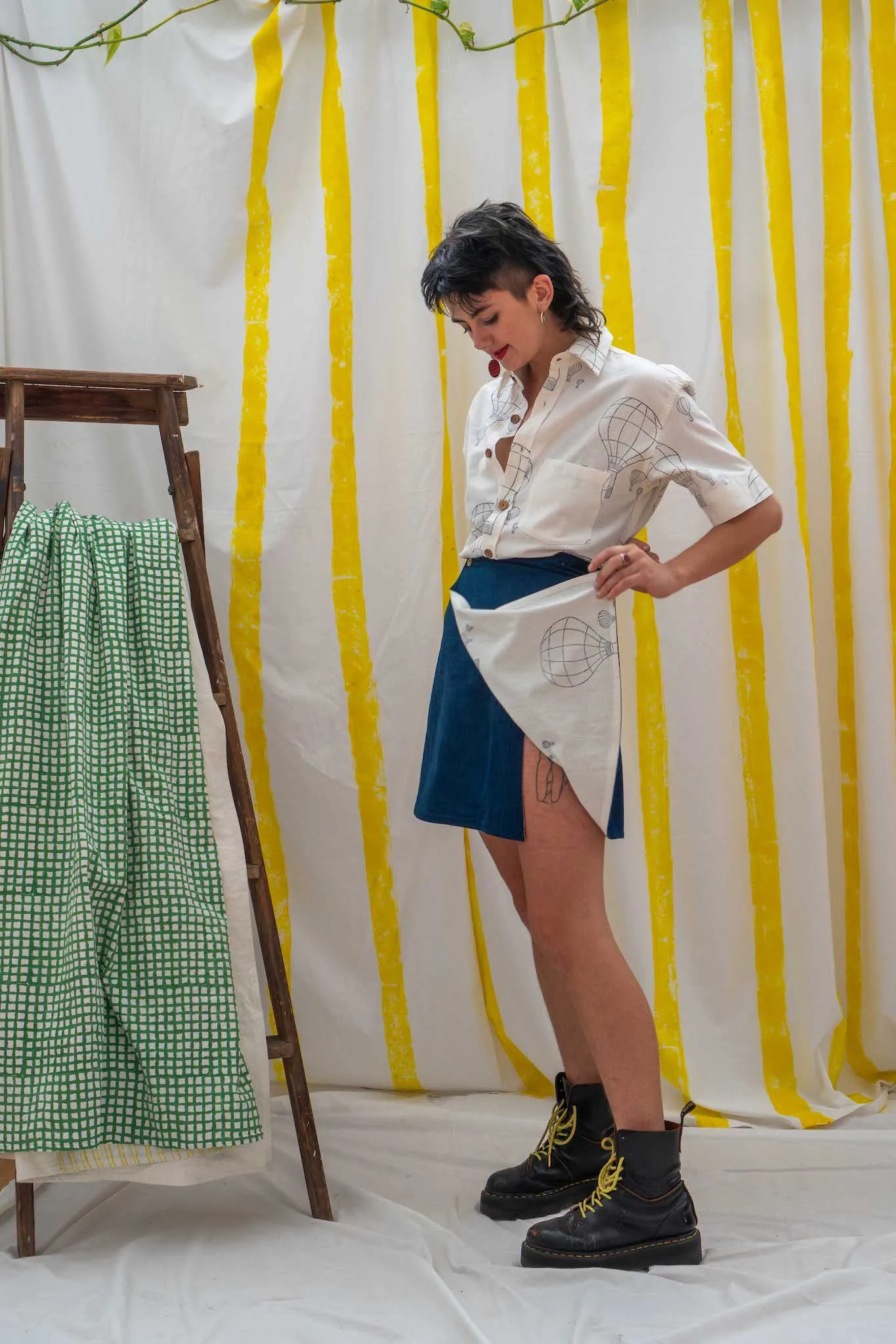 Reverse Wrap Skirt - Indigo/Balloon Print sold by Anjelms