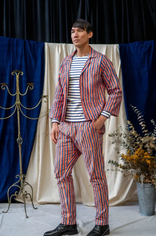 Jacket - Blue and Orange Stripe Print sold by Anjelms