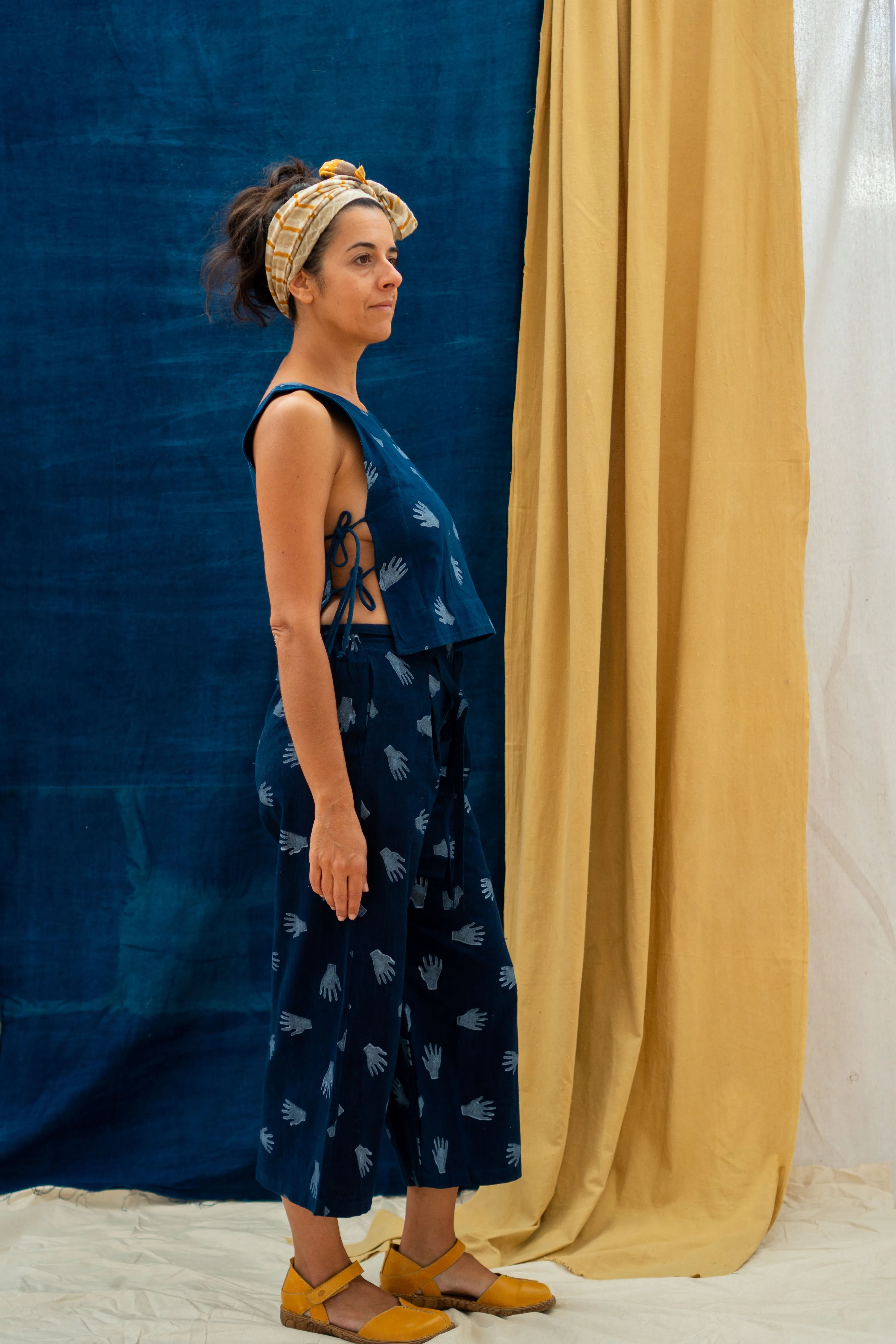 Tank Tie Top - Hands Print on Indigo sold by Anjelms product image thumbnail 2