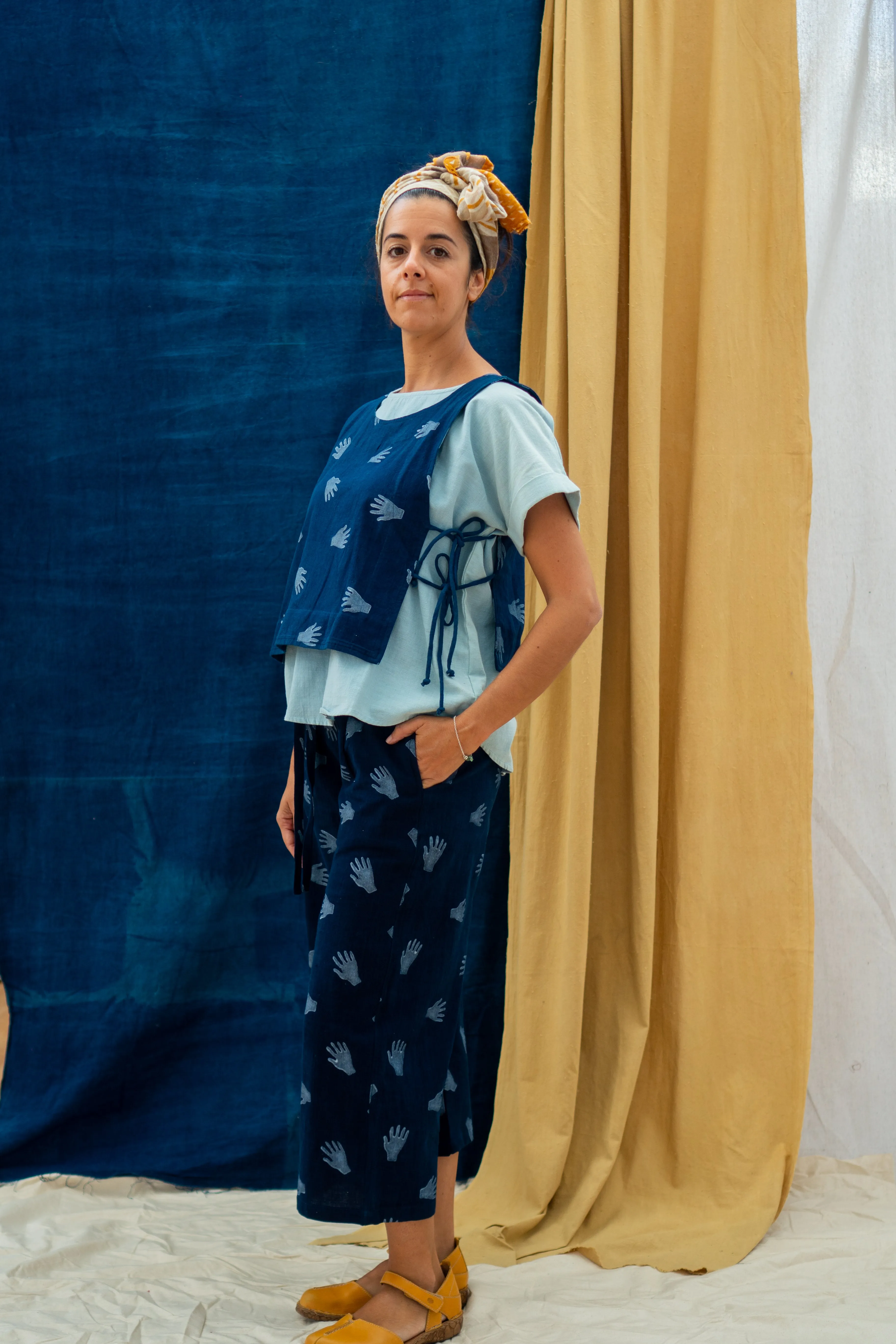 Tank Tie Top - Hands Print on Indigo sold by Anjelms product image thumbnail 4