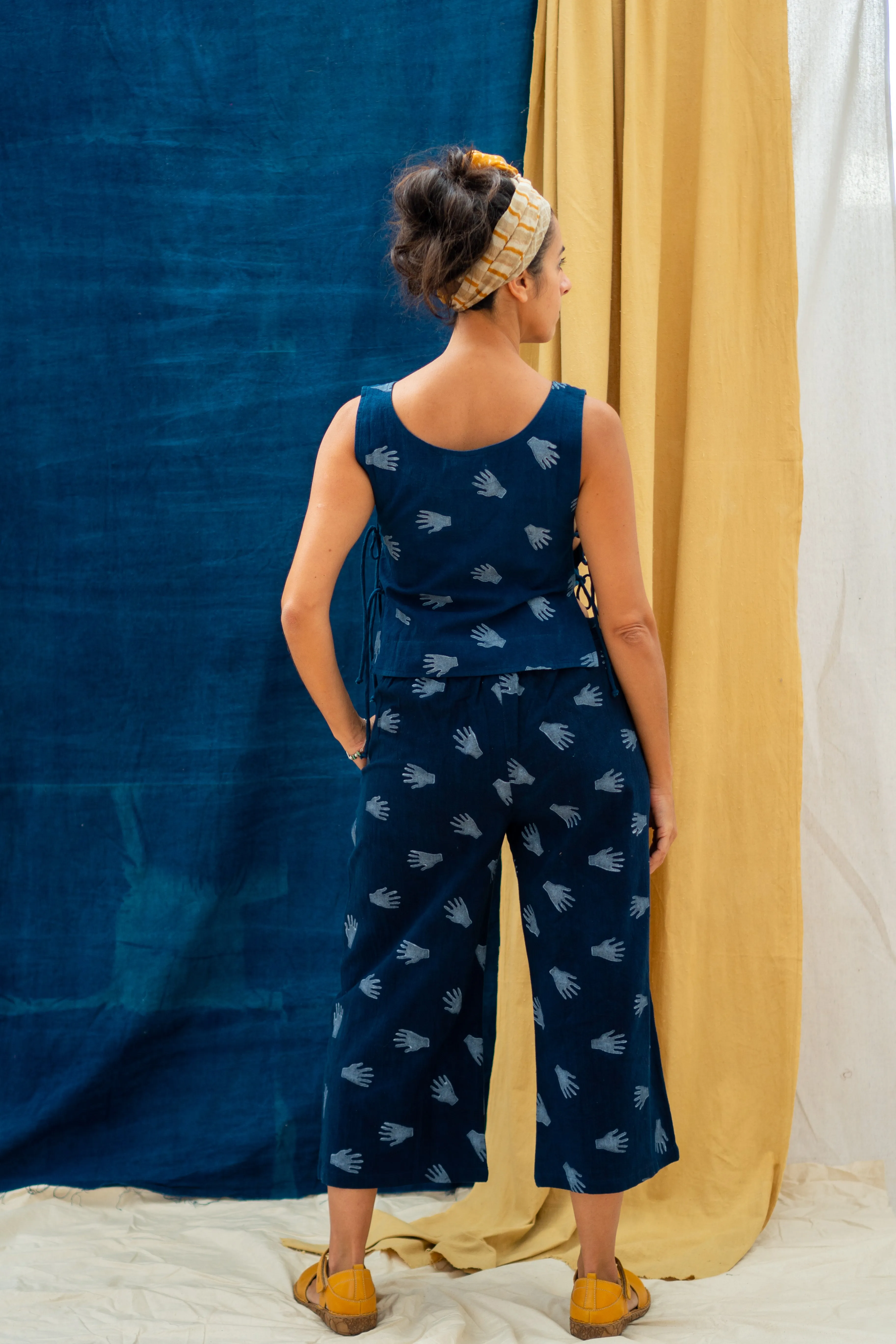 Tank Tie Top - Hands Print on Indigo sold by Anjelms product image thumbnail 3