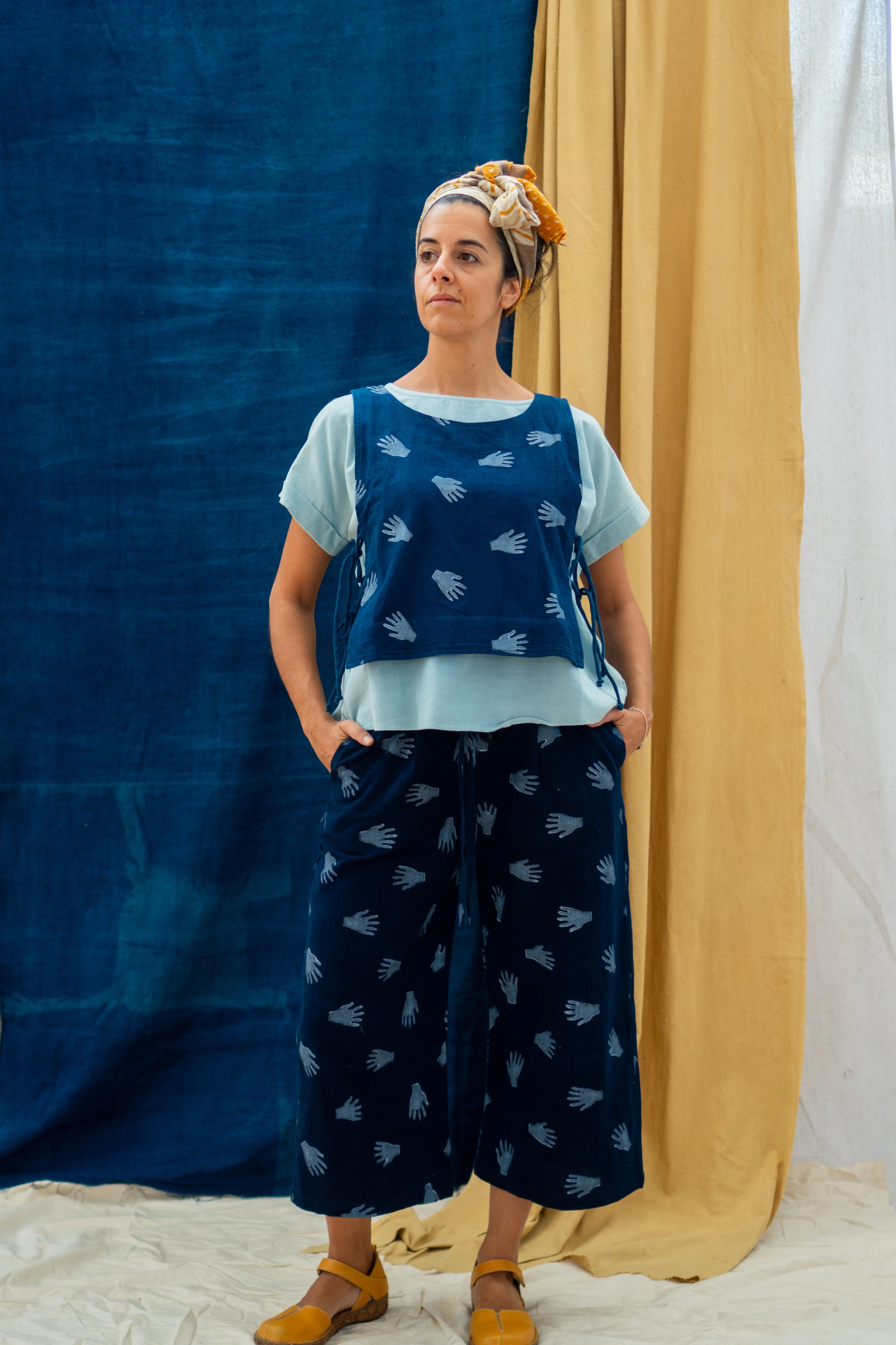 Tank Tie Top - Hands Print on Indigo sold by Anjelms product image thumbnail 5