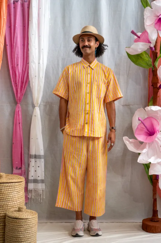 Short Sleeve Unisex Shirt – Pink & Yellow Candy Stripe Print sold by Anjelms