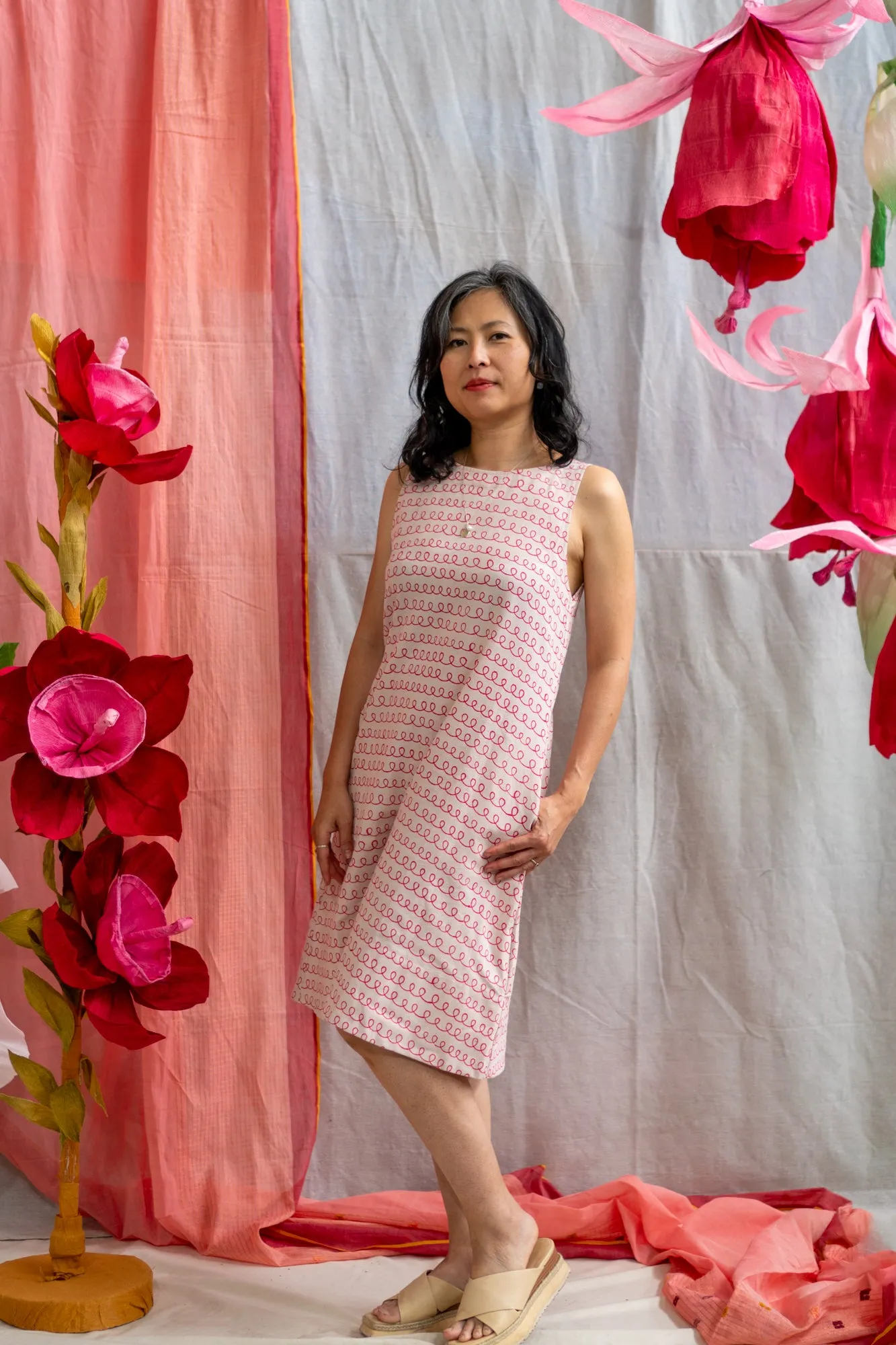 Shift Dress – Pink Twirl Print sold by Anjelms