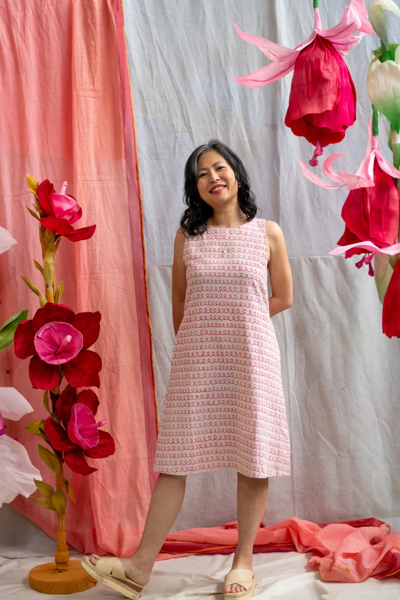 Shift Dress – Pink Twirl Print sold by Anjelms product image thumbnail 2
