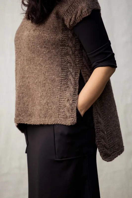Kullvi Whims Banki Collection Grey Long Cable Vest sold by Anjelms