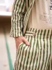 Button Pants Full Length - Green Stripe Print sold by Anjelms