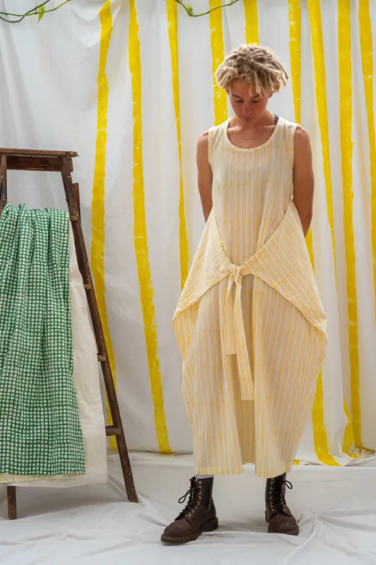 Wrap Dress - Yellow Stripe Print sold by Anjelms