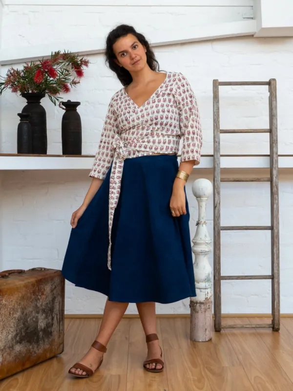 Wrap Skirt Short - Indigo sold by Anjelms
