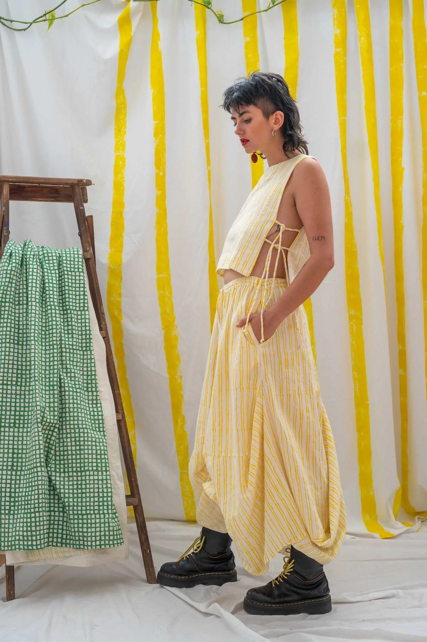 Nepalese Long Skirt - Yellow Stripe Print sold by Anjelms product image thumbnail 2