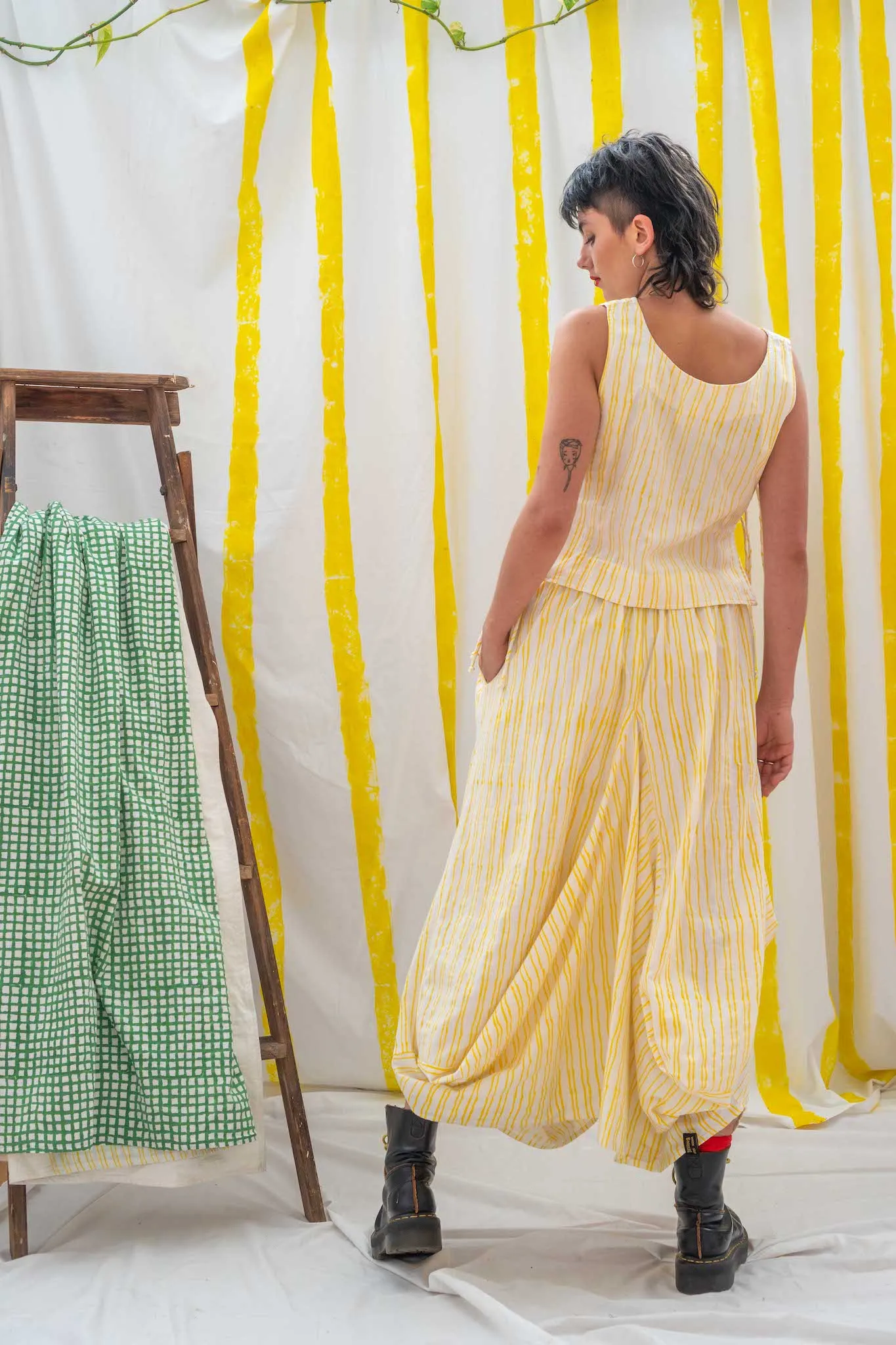 Nepalese Long Skirt - Yellow Stripe Print sold by Anjelms product image thumbnail 3