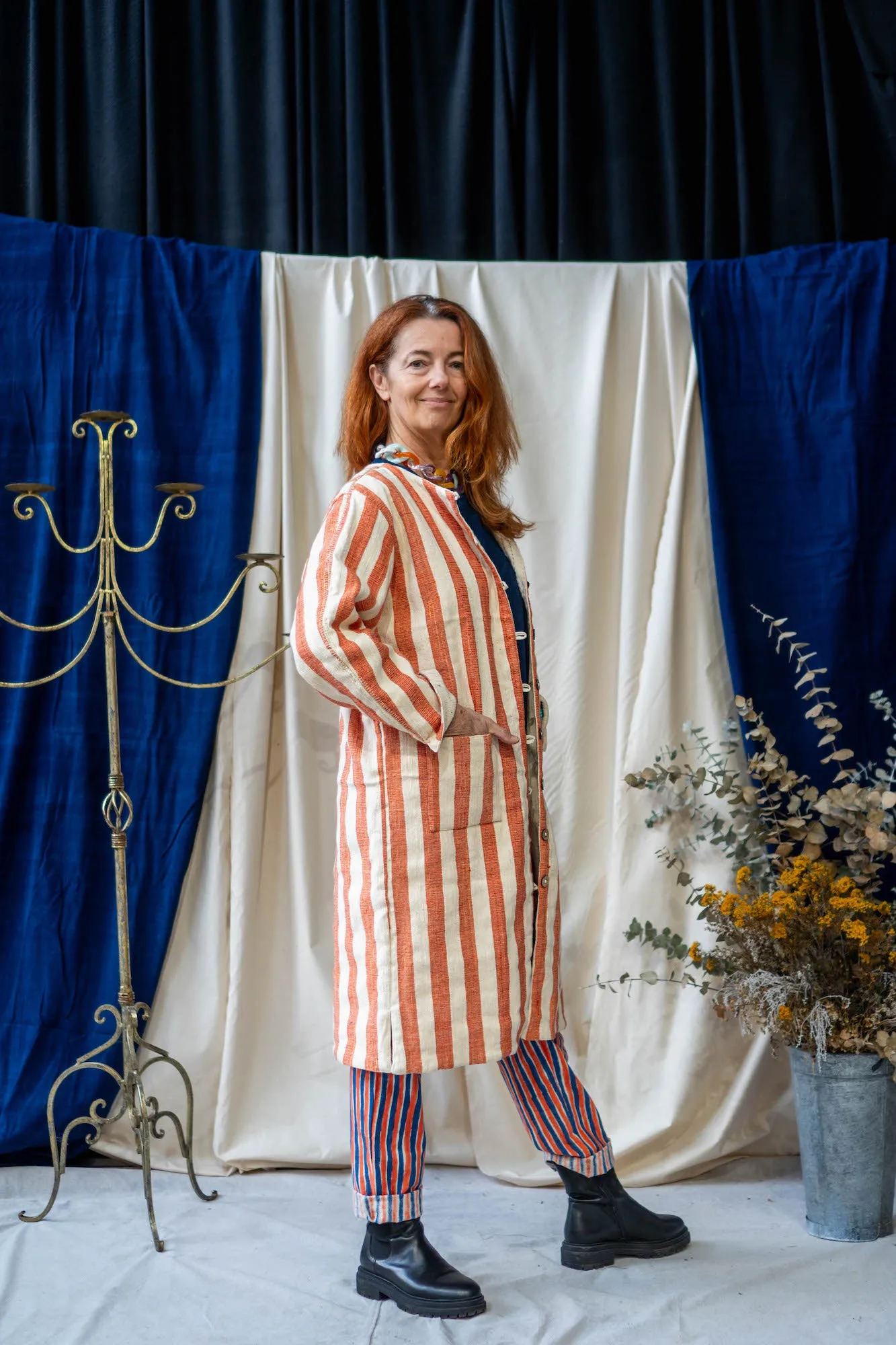 Reversible Coat – Coral Stripe sold by Anjelms product image thumbnail 2