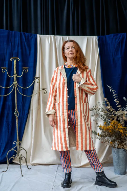 Reversible Coat – Coral Stripe sold by Anjelms