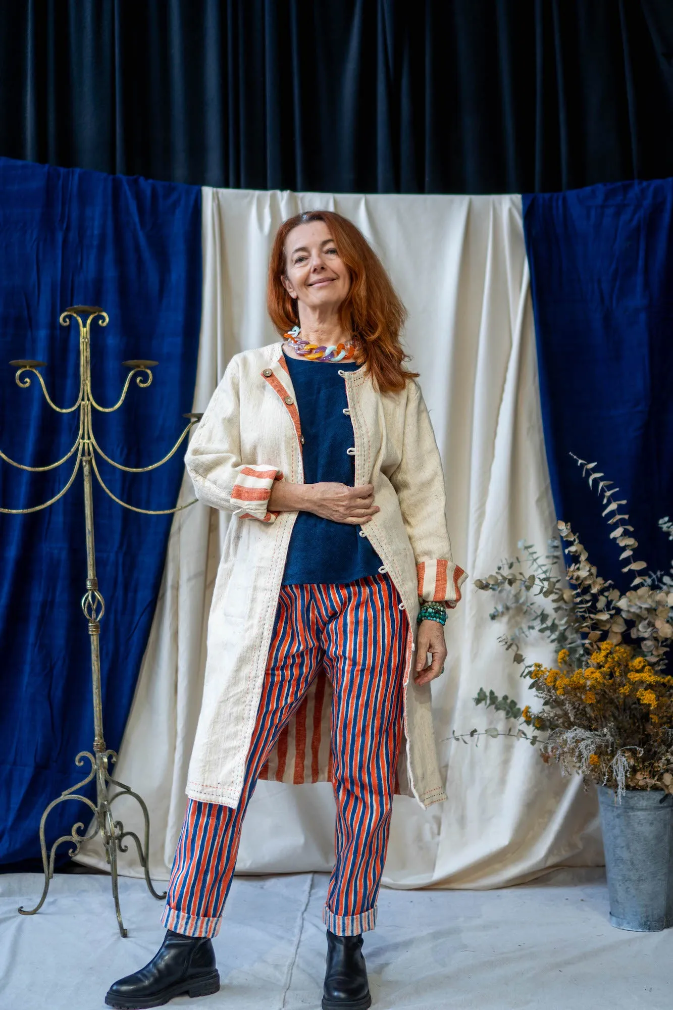 Reversible Coat – Coral Stripe sold by Anjelms product image thumbnail 5