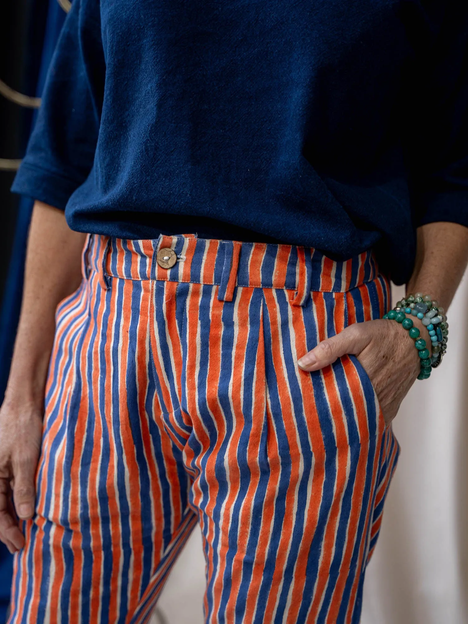 Tailored Pants – Blue & Orange Stripe sold by Anjelms product image thumbnail 5