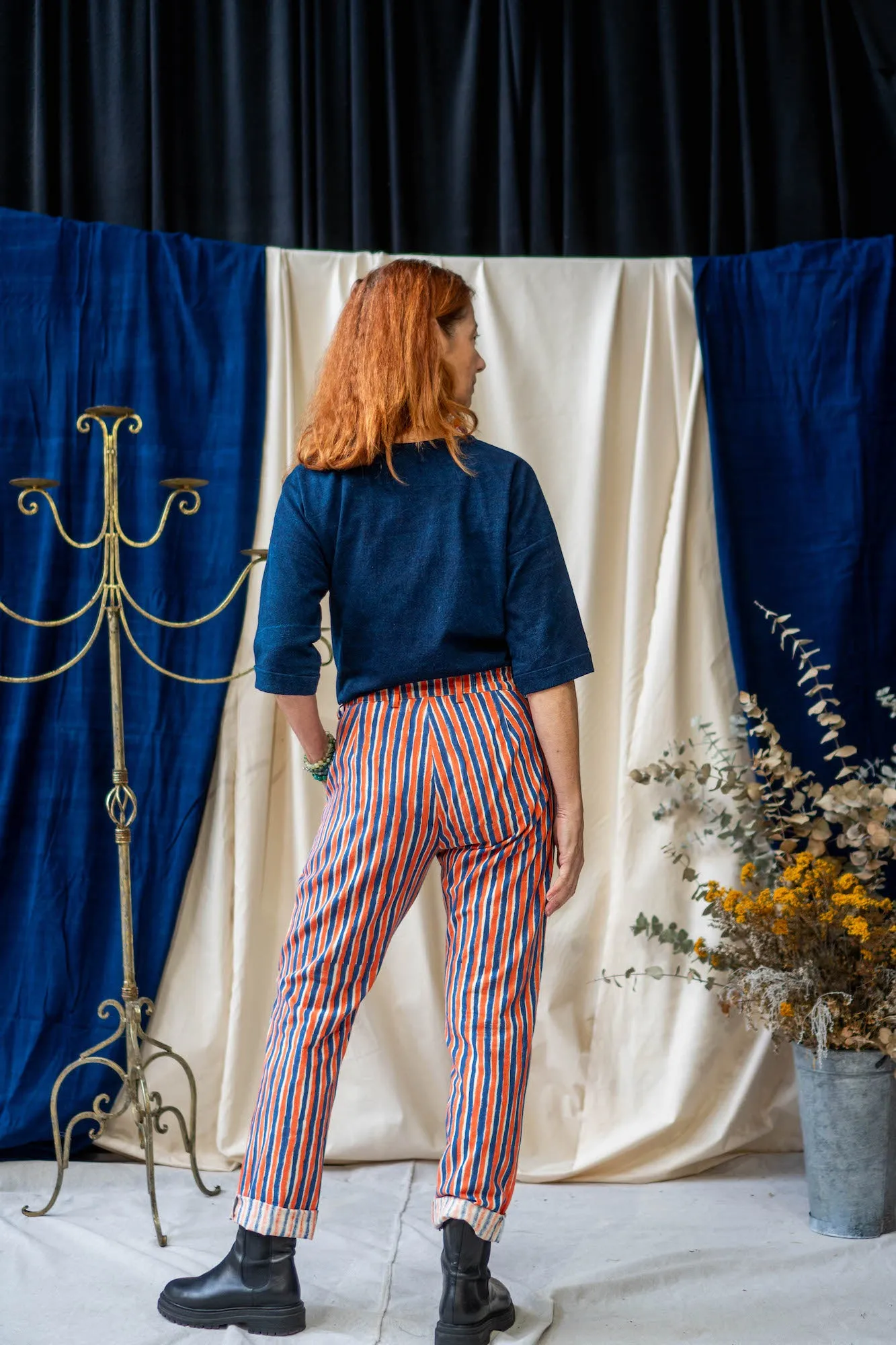 Tailored Pants – Blue & Orange Stripe sold by Anjelms product image thumbnail 3