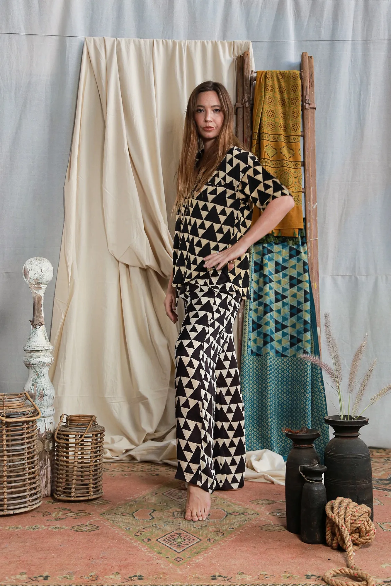 Ajrakh Half Sleeve Shirt – Triangle Print sold by Anjelms product image thumbnail 2