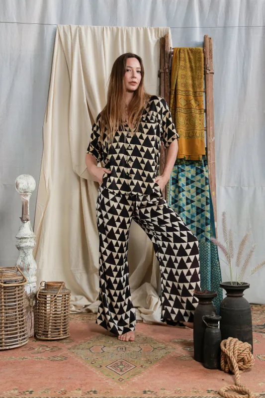 Ajrakh Half Sleeve Shirt – Triangle Print sold by Anjelms