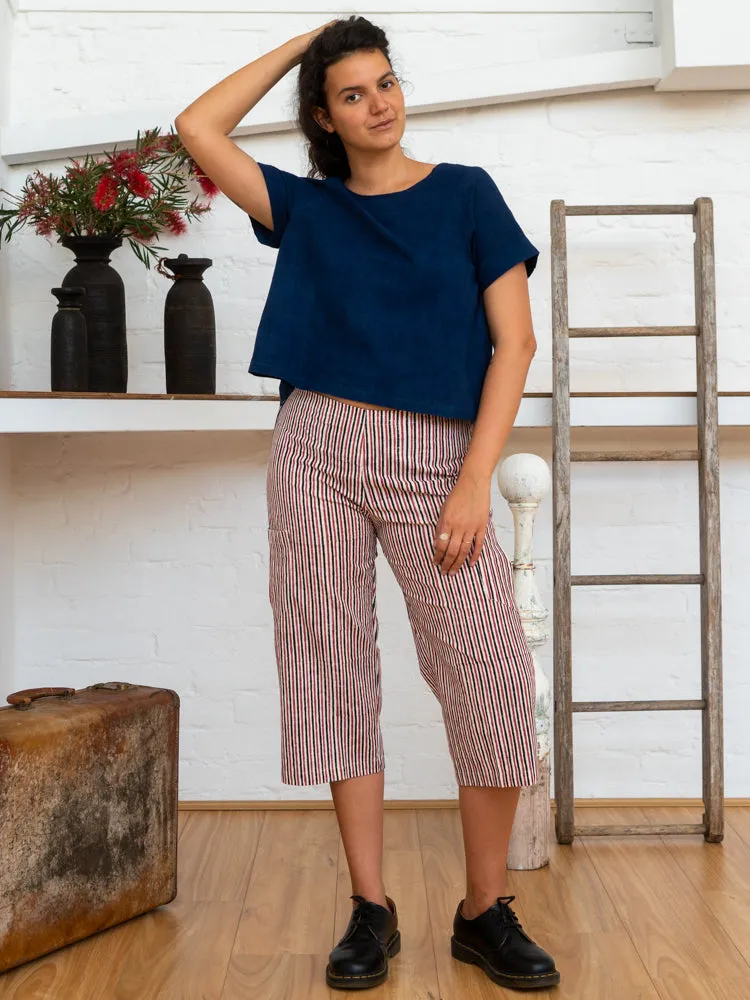 ¾ Pocket Pants - Red Pinstripe sold by Anjelms