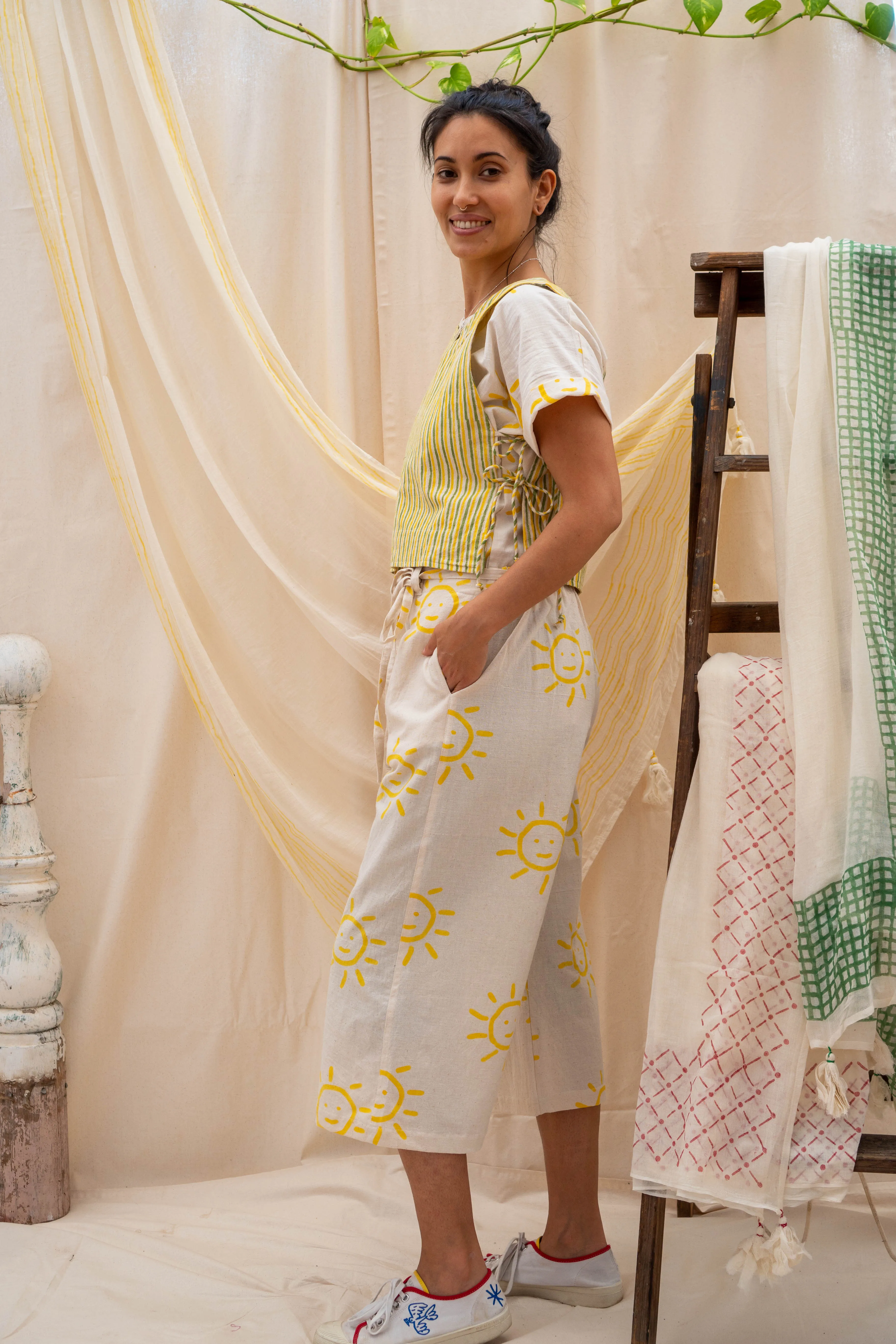 Tank Tie Top | Yellow & Green Stripe sold by Anjelms product image thumbnail 2