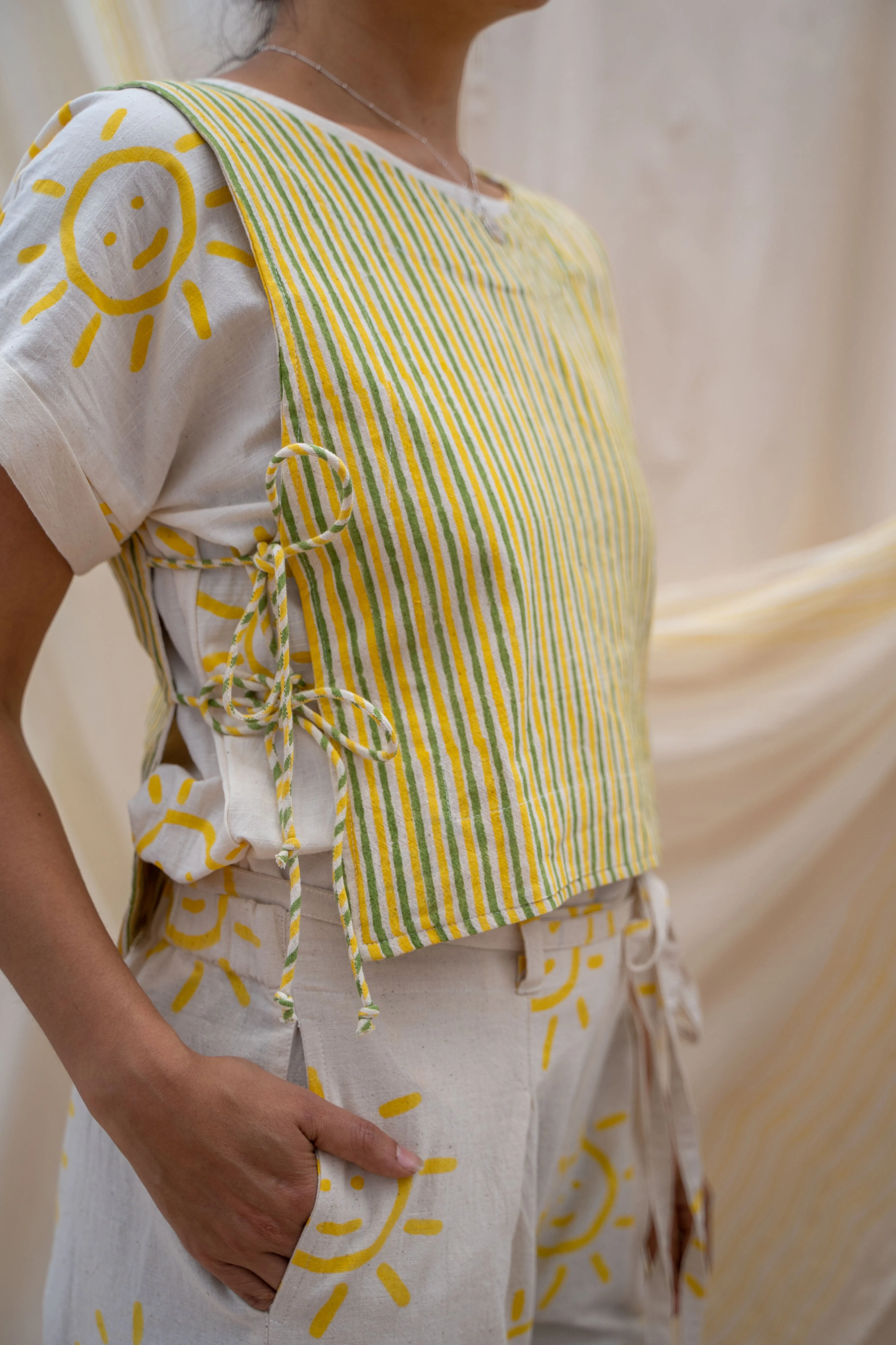 Tank Tie Top | Yellow & Green Stripe sold by Anjelms product image thumbnail 4