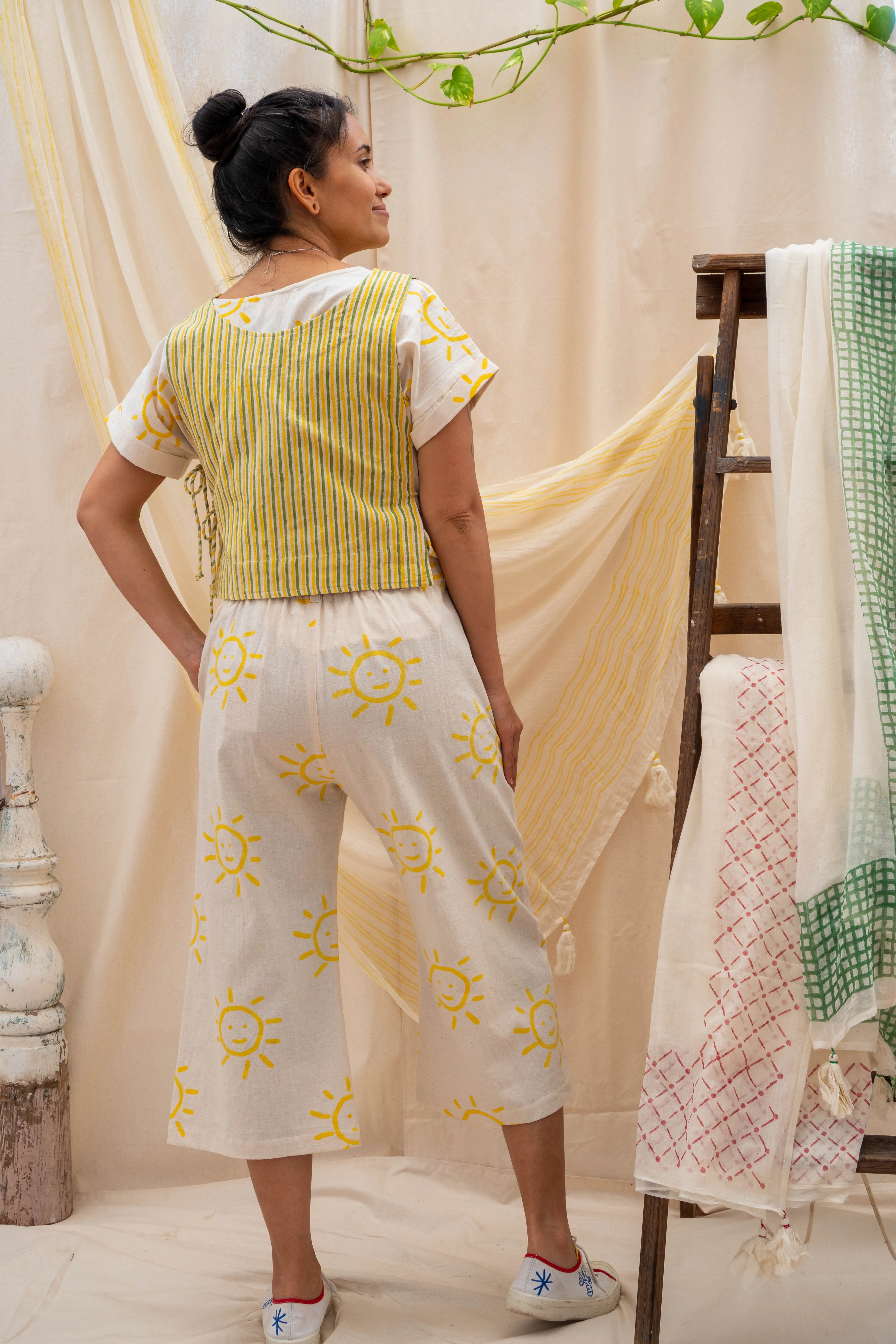 Tank Tie Top | Yellow & Green Stripe sold by Anjelms