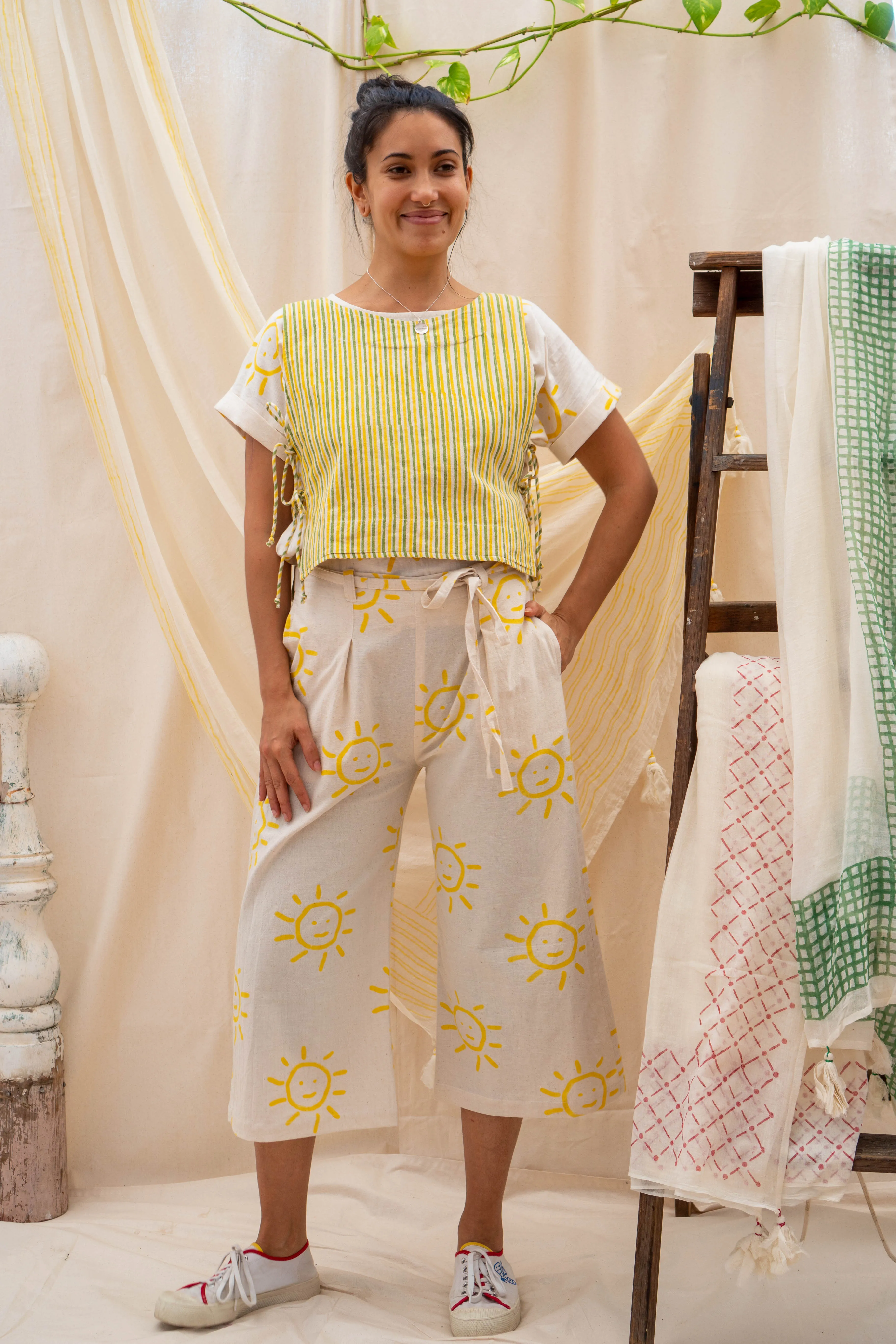 Tank Tie Top | Yellow & Green Stripe sold by Anjelms product image thumbnail 3