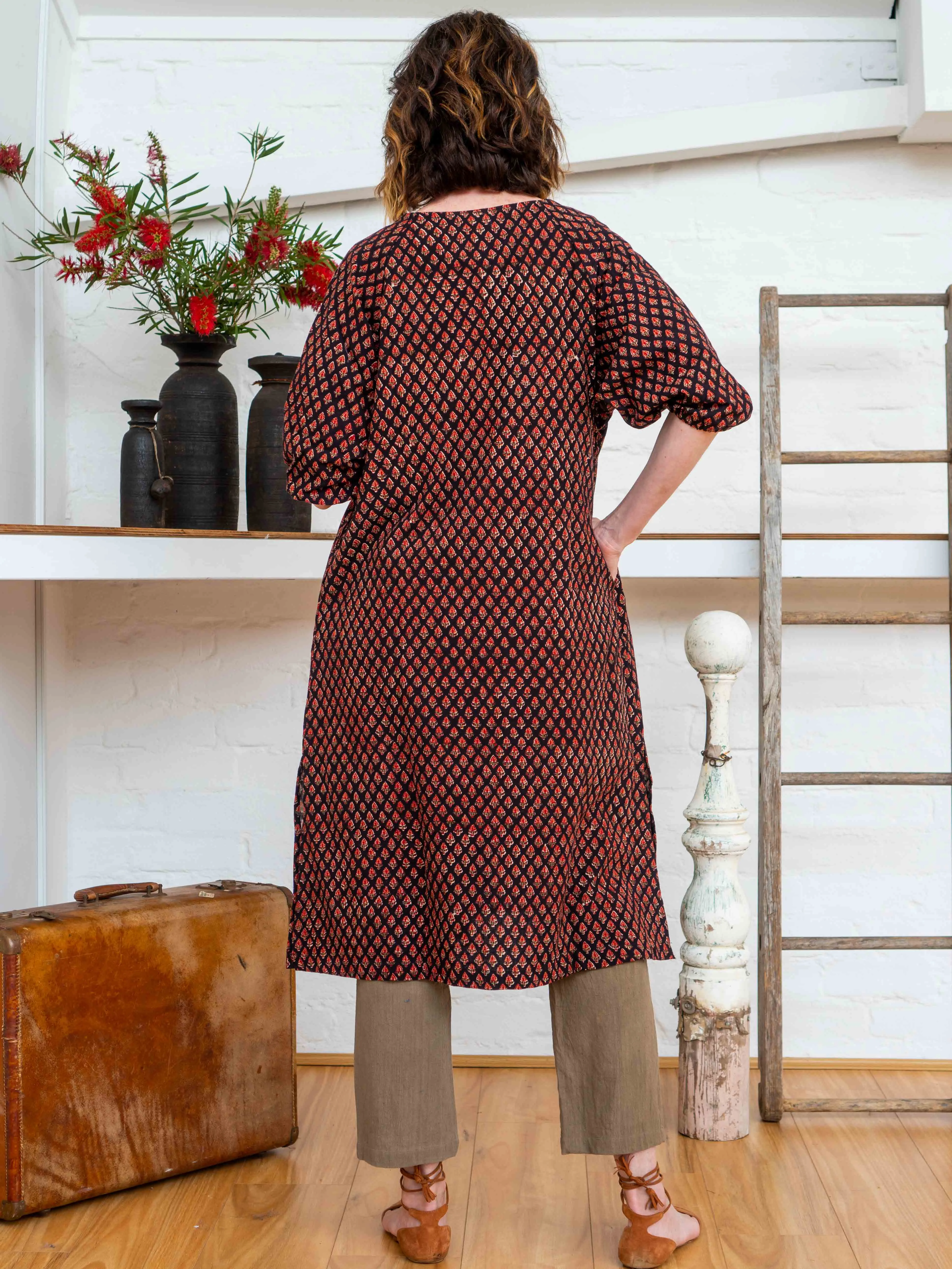 Long Button Tie Dress - Jaipur Floral sold by Anjelms product image thumbnail 3