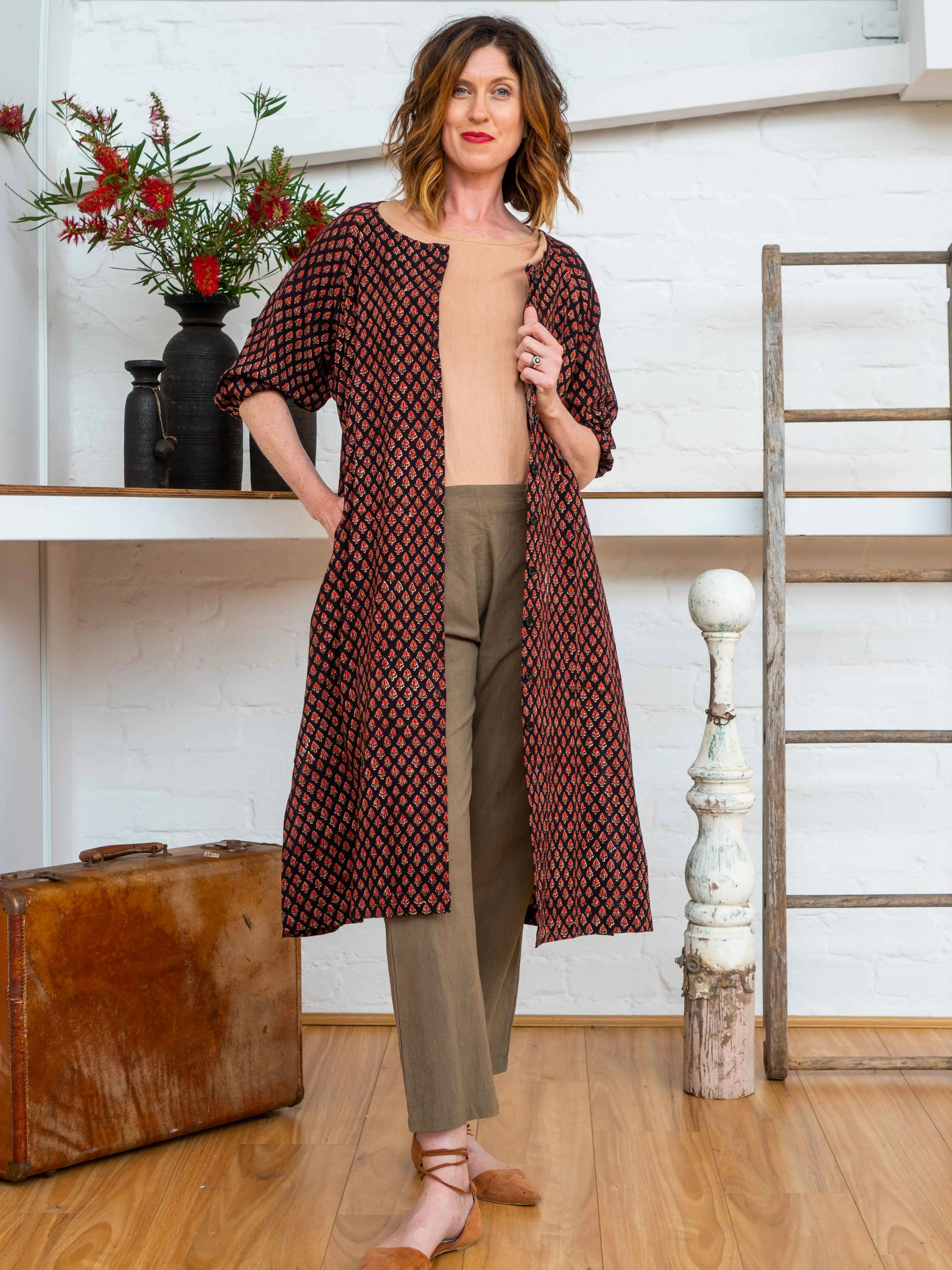 Long Button Tie Dress - Jaipur Floral sold by Anjelms product image thumbnail 4