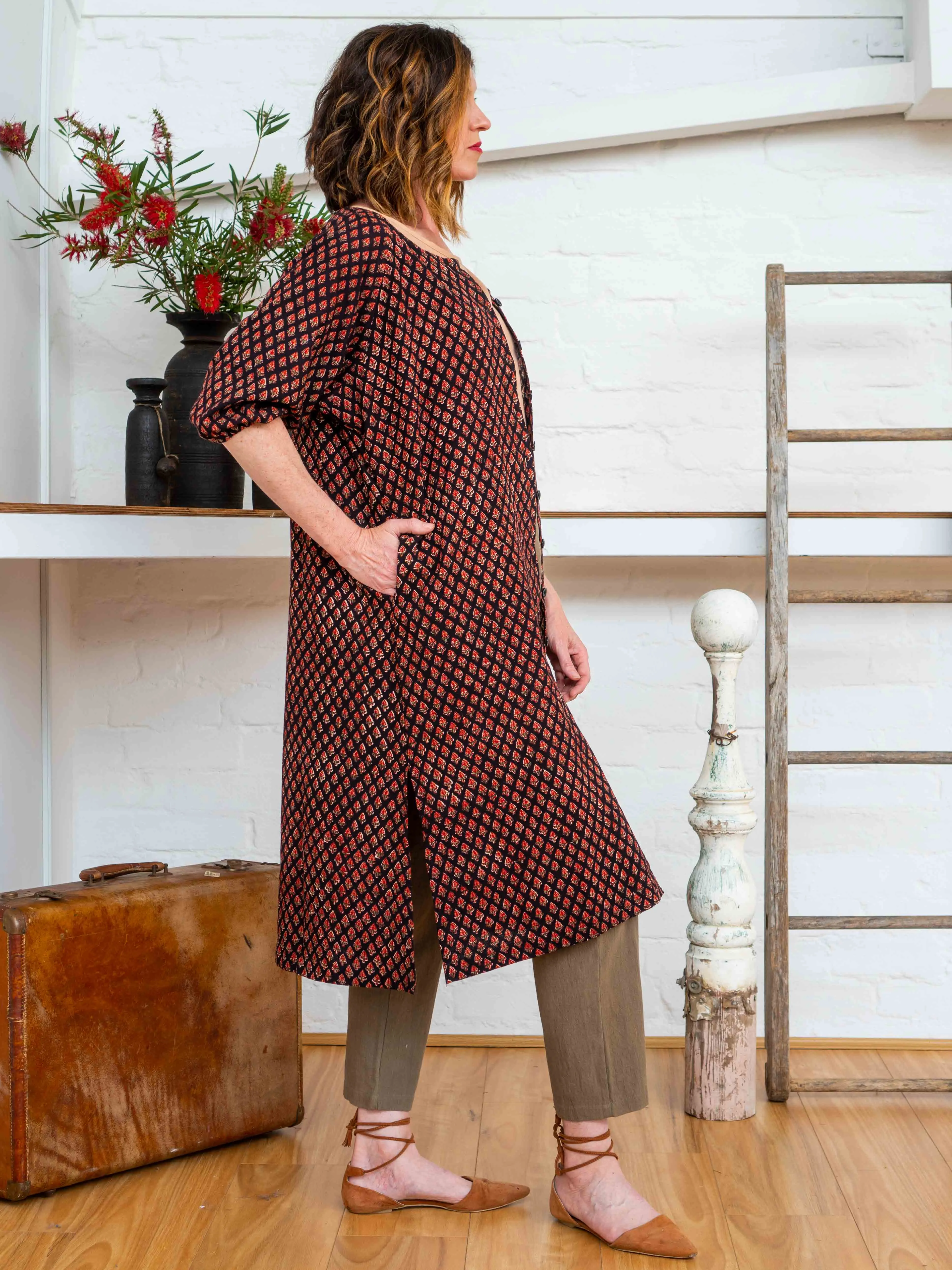 Long Button Tie Dress - Jaipur Floral sold by Anjelms product image thumbnail 5