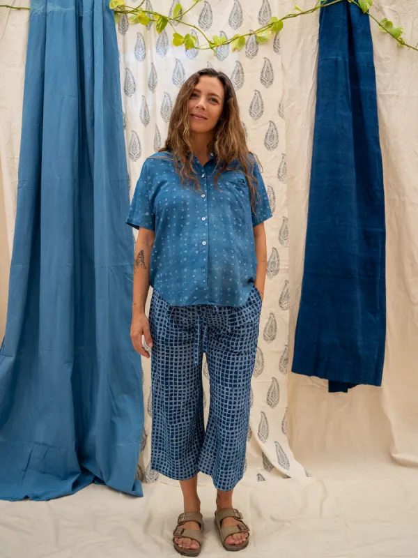 Short Sleeve Button Up Shirt - Polka Dot Print sold by Anjelms