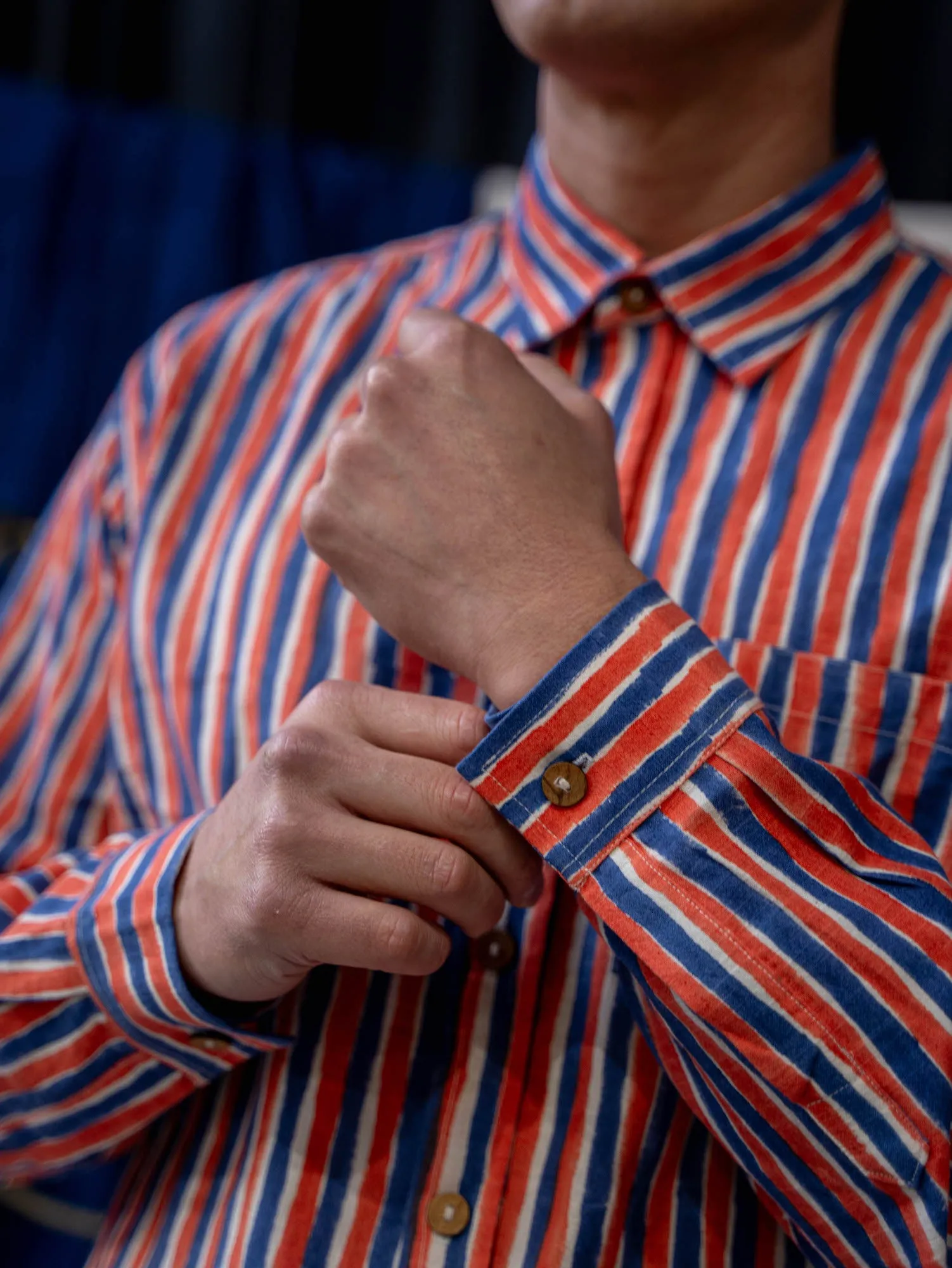 Long Sleeve Shirt - Blue and Orange Stripe Print sold by Anjelms product image thumbnail 5