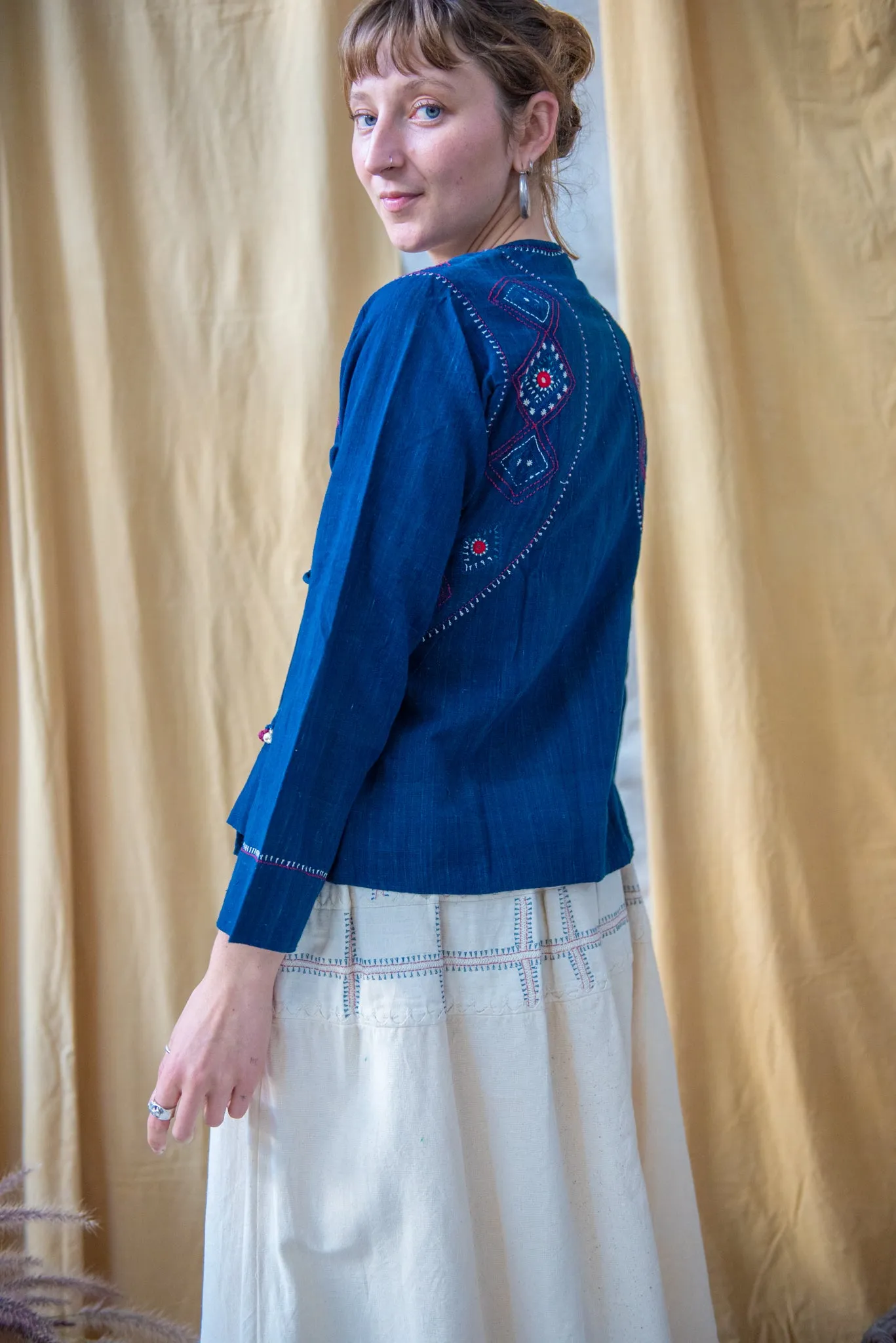 Indigo Embroidered Wrap Shirt sold by Anjelms product image thumbnail 2