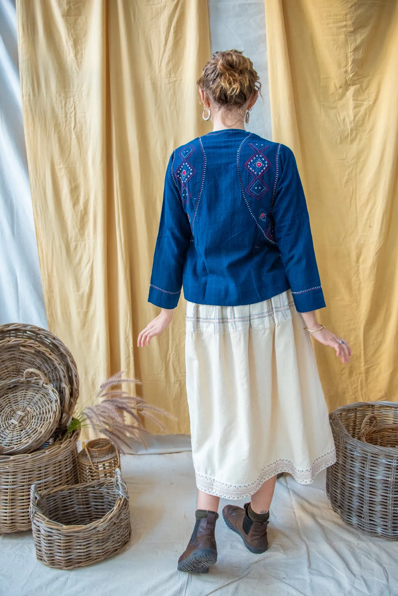 Indigo Embroidered Wrap Shirt sold by Anjelms product image thumbnail 3