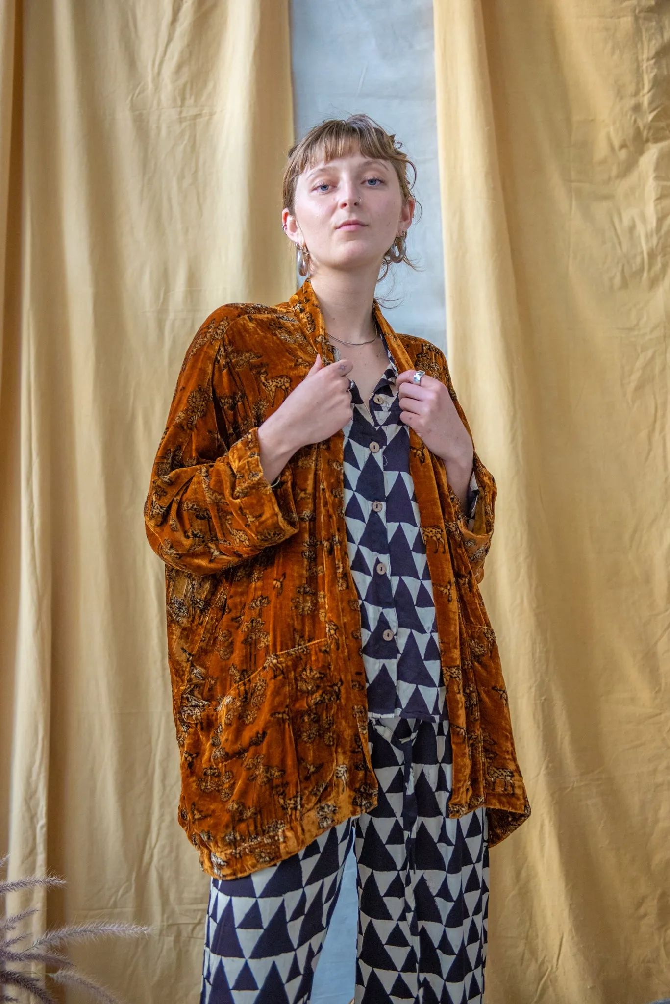 Silk Velvet Kimono Jacket - Gold Butterfly sold by Anjelms product image thumbnail 2