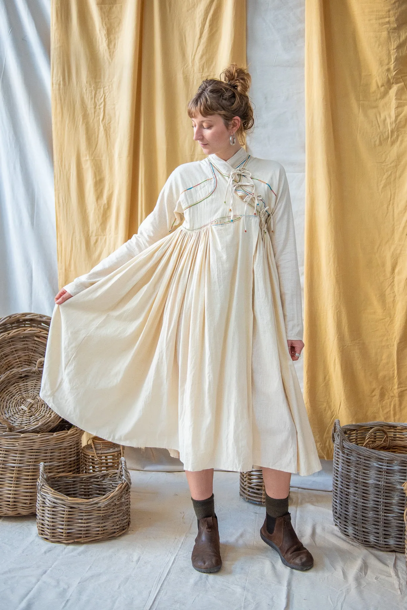 Dhebariya Rabari Natural Hand Embroidered Kala Cotton Dress sold by Anjelms product image thumbnail 2