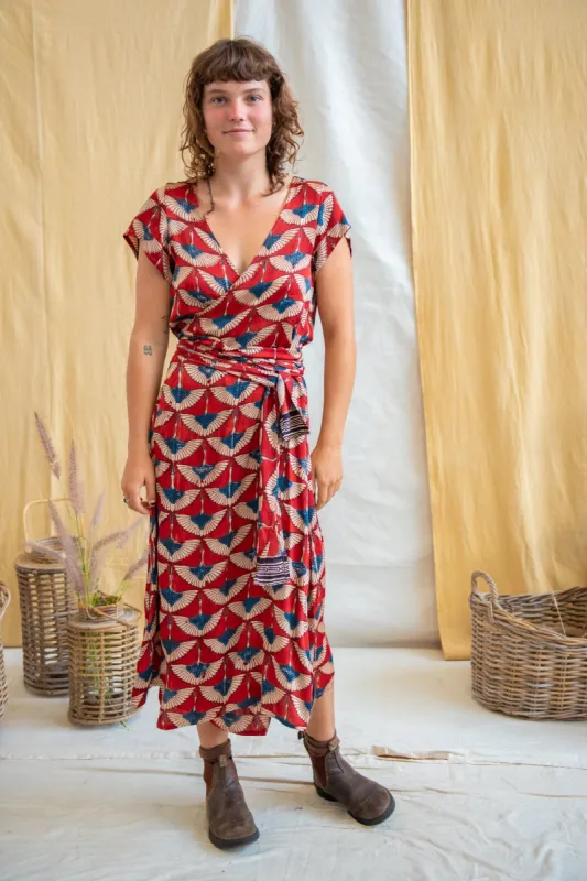 Wrap Tie Dress- Silk Modal - Red Ibis sold by Anjelms