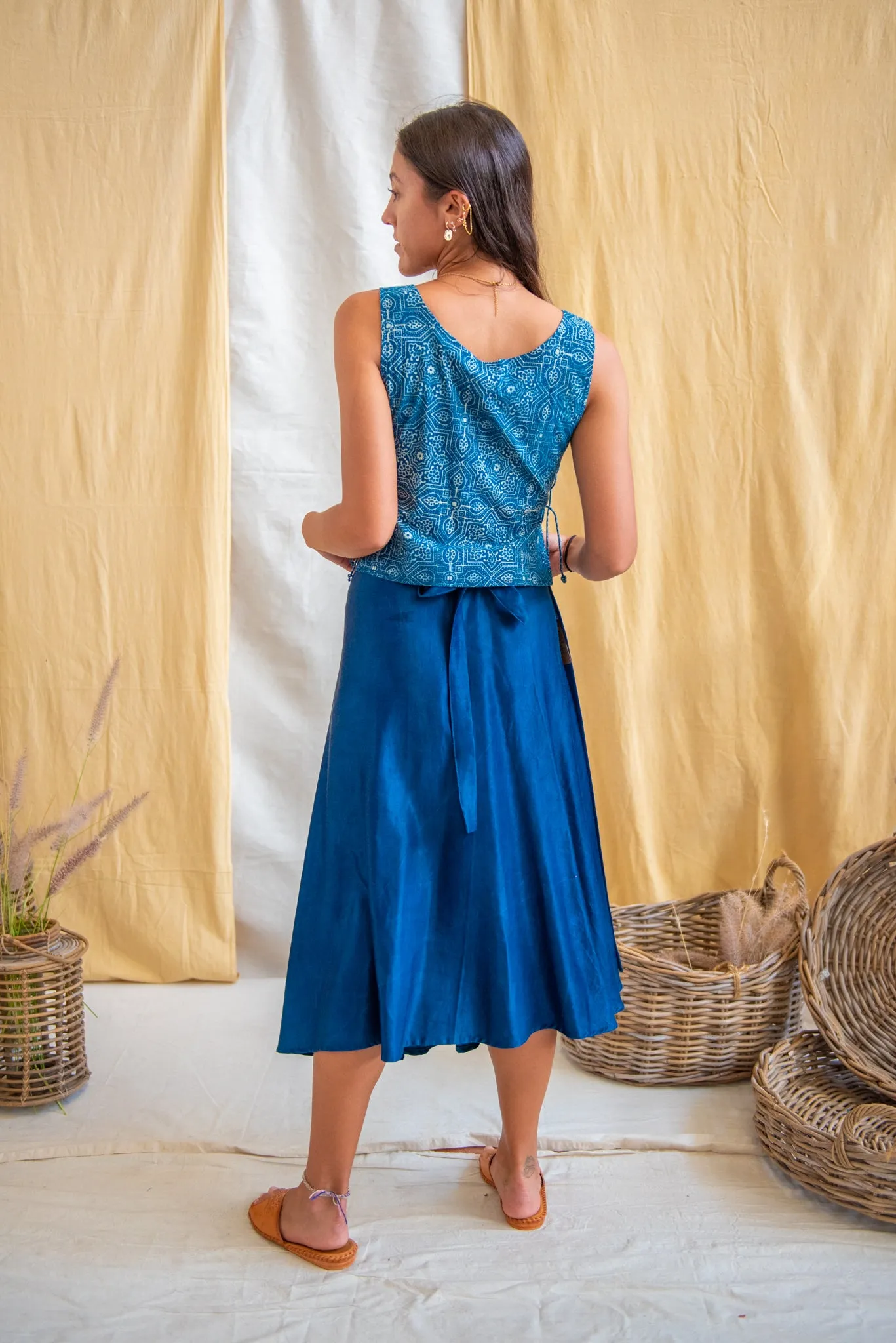 Tank Tie Top Ajrakh Indigo Tile Print sold by Anjelms product image thumbnail 4