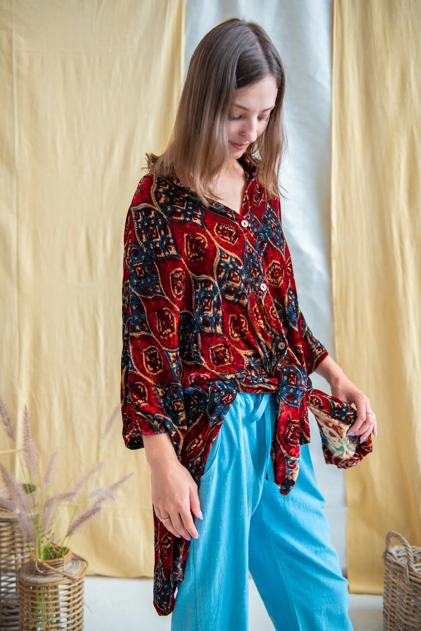 Silk Velvet Oversized Shirt sold by Anjelms product image thumbnail 3