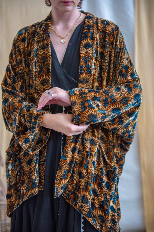Silk Velvet Kimono Jacket - Sunflower sold by Anjelms